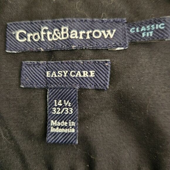 Croft & Barrow Men’s Black LS Shirt Classic Fit Easy Care Size 14.5 32/33 sleeve - Picture 3 of 10